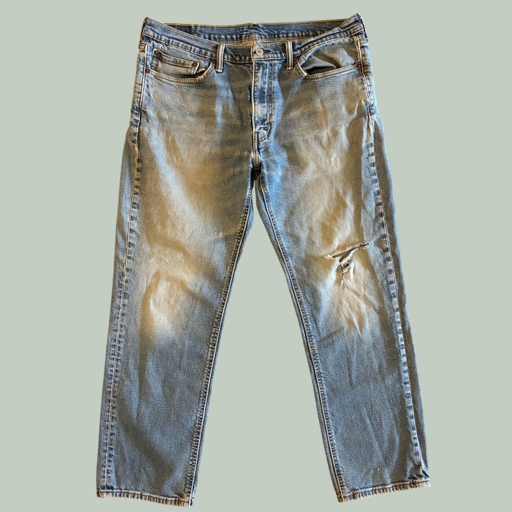 Levis 541 Athletic Taper‎ Jeans Mens 36x32 Light Wash Distressed Blue Denim 3423